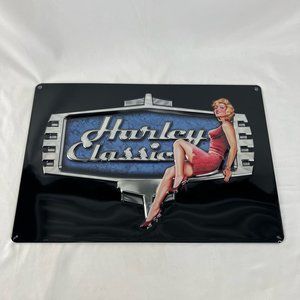 Harley-Davidson Retro Babe Embossed Tin Sign, 17 x 11.5 inches - Black